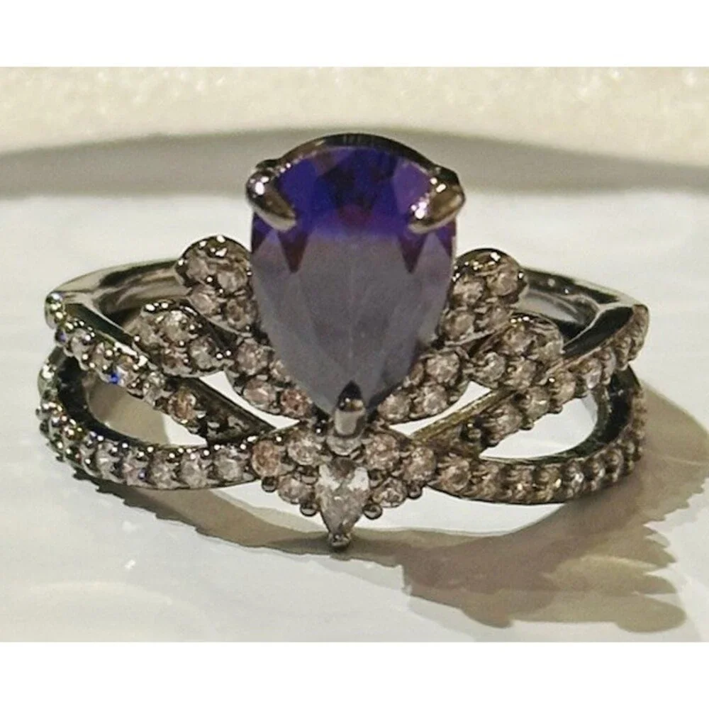 Bomb Party REIGN Madness & Mischief Ring Size 8 Dark Violet CZ RBP7632 NIB